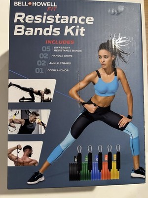 Bell Howell 5 Levels Fitness Resistance Bands Loop Set w/ Bag Kit Workout