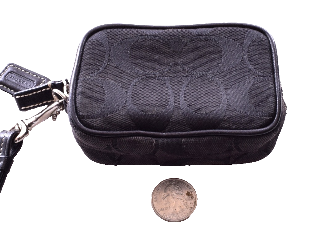 バッグ COACH Signature Accessory Pouch Y2K Coach Signature Black Canvas Mini JAMIE Wristlet Zip Pouch Y2K