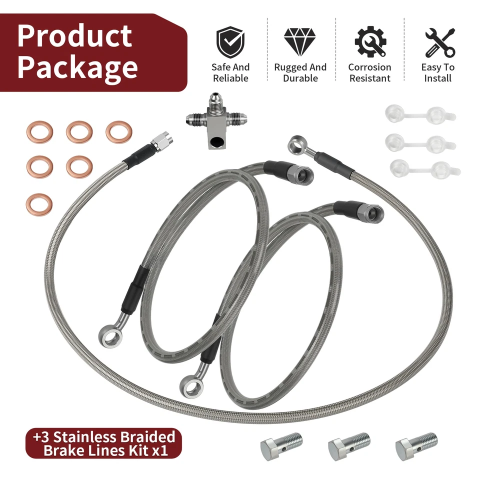 Kit de mangueras de freno delanteras "+3" para Suzuki Quadsport Z400 LTZ400 LTZ400Z 03-2008 Foto 2 de 4