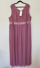 Maxi Vestido Formal Ever Pretty Talla Grande 9XL EE. UU. 26 Rosa Encaje Gasa Boda