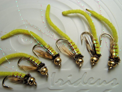 Irideus Horner's Greenie Weenie Bead head Worm Steelhead fly Fishing Flies River