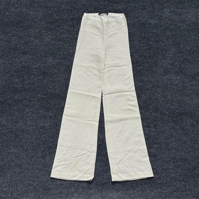 Maurizio Pecoraro Pants Womens 6 White Crepe Wide Leg Dress Trousers Italy