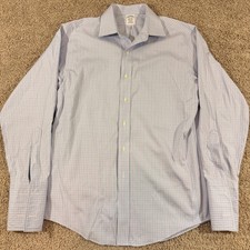Brooks Brothers 1818 Blue Plaid Dress Shirt Non-Iron Supima Cotton 16-34 EUC