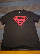 DC Comics Superman Doomsday size 2XL Embroidered T-shirt Black/Red.