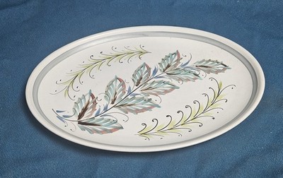 Glyn Colledge Denby Keramik Blatt Design bemalt kleine ovale Platte - 9 7/8 Zoll