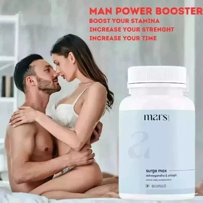 Mars by GHC Surge Max Contains Shilajit, Ashwagandha, 60Cap Pack of 1.