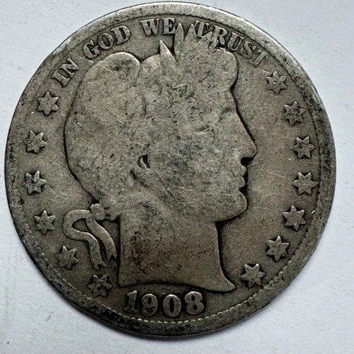 1908-O Barber Silver Half Dollar 50c New Orleans Mint US Coin