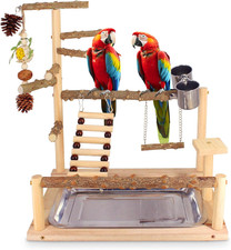 Bird Playground Natural Parrot Toys Perch Stand Cockatiel Swing with Chew Toys P