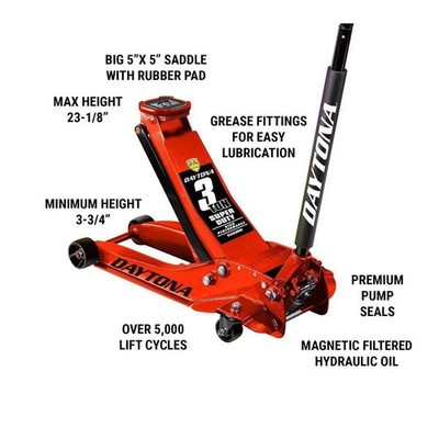 DAYTONA 3 Ton Low-Profile Superduty Floor Jack with RAPID PUMP