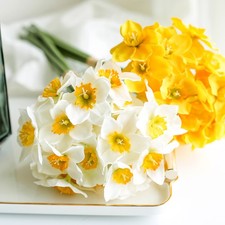 12X Artificial Narcissus Daffodil Fake Flower Plant Home Garden Wedding Decor
