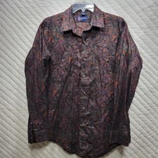 Kenneth Gordon Shirt Mens Sz Medium Paisley Long Sleeve Button Down USA Made