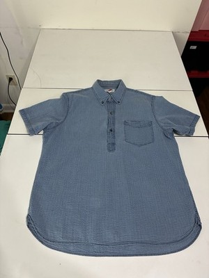 Best Made Co Seersucker Shirt XL Blue Waffle Textured Popover Polo Preppy Luxury