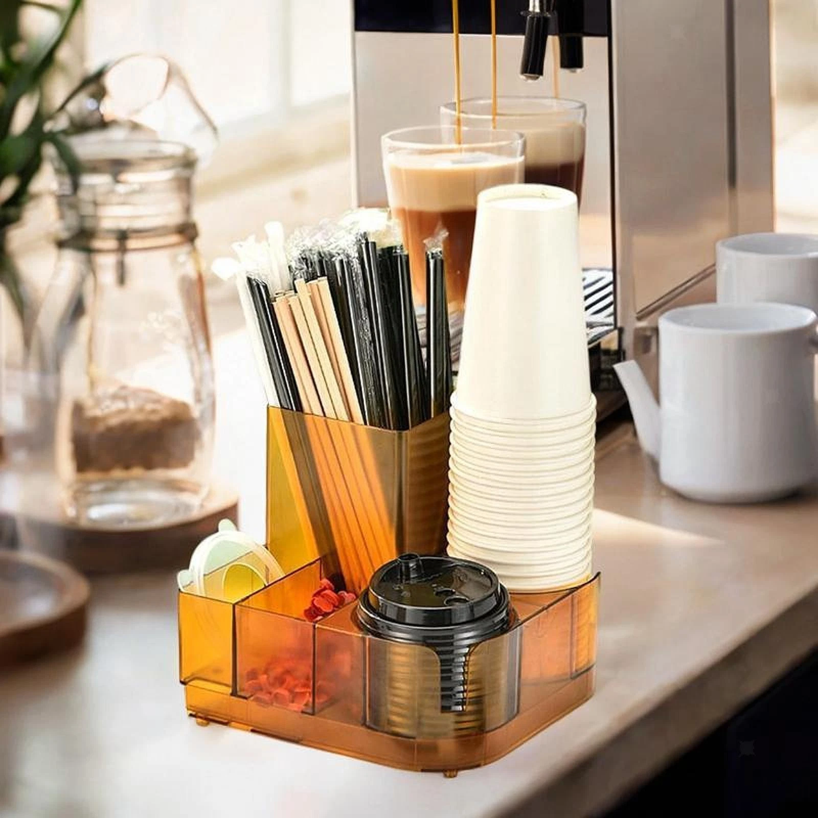 Coffee Bar Condiment Rack Coffee Bar Accessories Easy to Clean Versatile