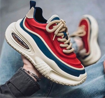 New Men Design Sneakers, Trendy Colorblock Platform Casual Shoes