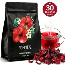 PiPi Tea Organic Hibiscus Tea Bags – Caffeine Free Herbal Tea Rich in Antioxi...