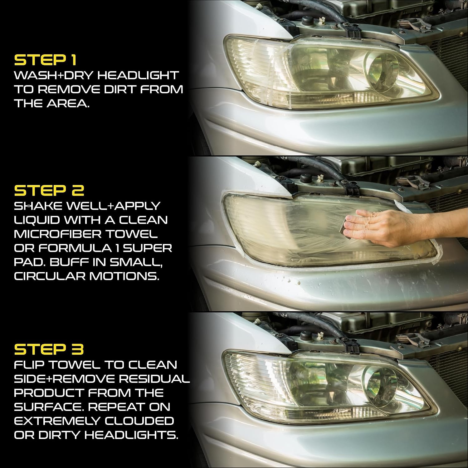 Step One Automotive Headlight Restorer & Sealant β One Step Polish to Clean & Renew ...
