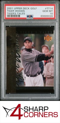 2001 UPPER DECK GOLF TIGER WOODS TALES #TT14 TIGER WOODS RC HOF PSA 10