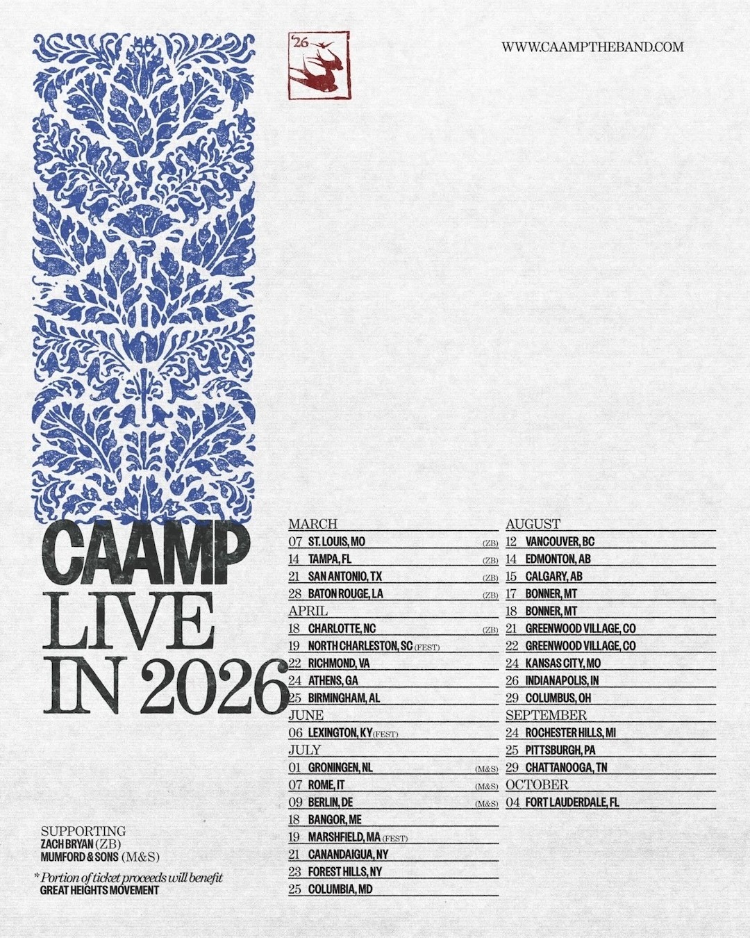 Caamp Tour 2026 Poster | eBay