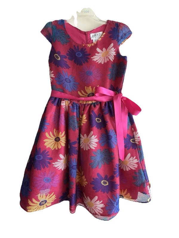 Girls Blush by Us Angels Fuschia floral special Occasion Dress Size 8