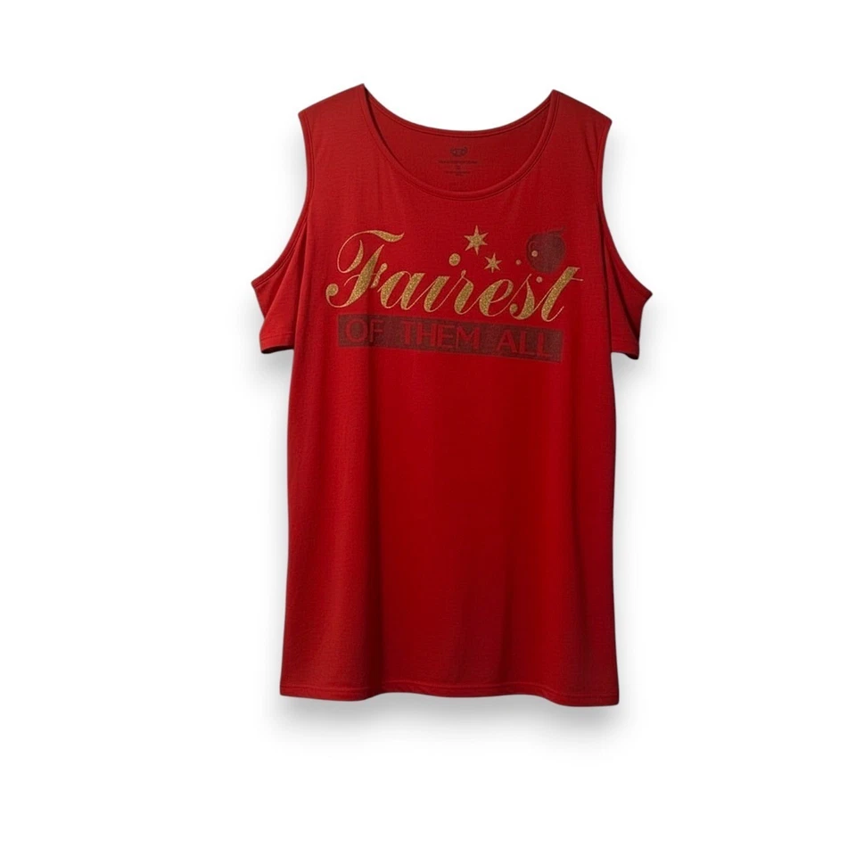 Camiseta de hombro frío roja XL brillante Disney para mujer Fairest of Them Foto 2 de 4