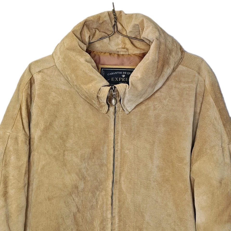 Abrigo acolchado Express cuello redondo gamuza cuero grande marrón micro loft plumón de colección Y2k Foto 3 de 4