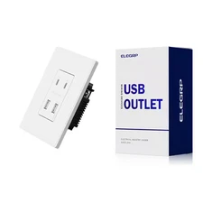 USB Wall Outlet W/ 2A & 2C USB Ports, 42-Watt Fast Charge 4 Ports USB Charger, W