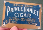 VINTAGE ORIGINAL  1920's PRINCE HAMLET CIGAR TIN TACKER SIGN - DOOR PUSH SIGN