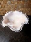 Vintage Fenton Silver Crest Pale Pink Glass  with Clear Ruffled  Edge  EC