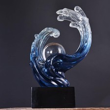 Modern Abstract Decorative Wave Statue, Gold Abstract Art Home Decor,Crystal ...