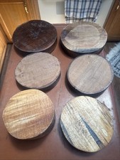 Lot Of 6 Round Wood Turning Plate Or Bowl Blanks. 4 Black Walnut 2 Spalted
