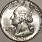 1956 p Silver Washington Quarter Cartwheel Luster Lustrous US coin gem bu UNC ++
