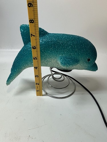 Vintage Melted Popcorn Plastic Dolphin Night Light Desk Lamp Teal Blue WORKS - Picture 9 of 9