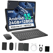 2025 Latest Upgraded Android 15 Tablet 10 Inch, 24GB+128GB+1TB Expand, WiFi 6 