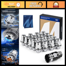 20pcs M12x1.5 Lug Nuts Set With Mag Seat Socket Key Chrome Plated Wheel Nuts
