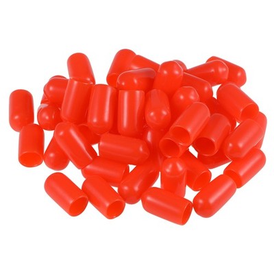 Screw Thread Protectors, 1/4'' ID 15mm Length Round End Cap Cover Red 50pcs
