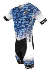 DeSoto TriathlonSuit Mens Small Blue Camo OnePiece Cycling TriRacing Suit Padded