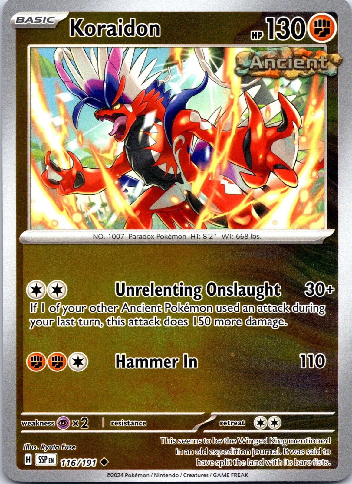 Koraidon 116/191 Uncommon Surging Sparks Pokemon Reverse Holo NM