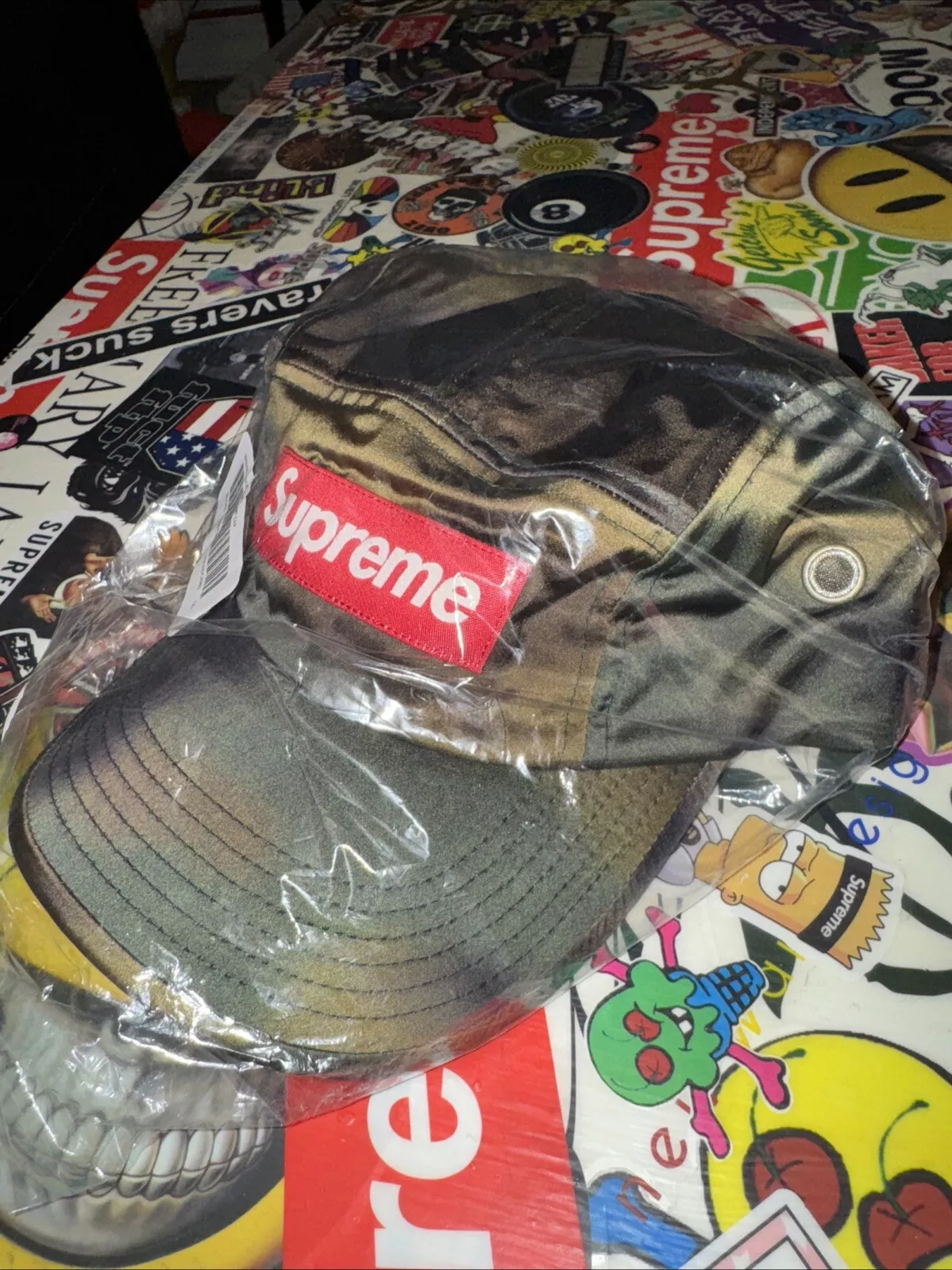 Casquette de camp camouflage satin lavé suprême