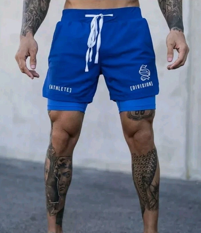 Mens 2 In 1 Double Deck Dry Size XL Quick Beach Running Training Short Pants