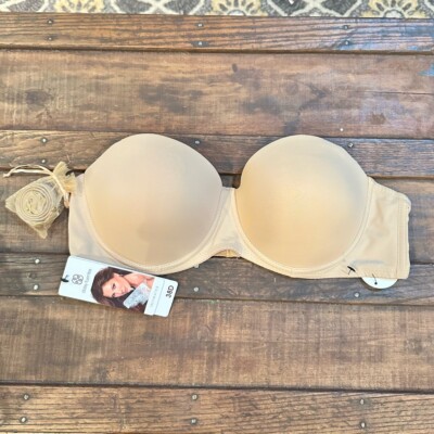 Daisy Fuentes Bra nude convertible balconette bra 38D Strapless Solution NWT