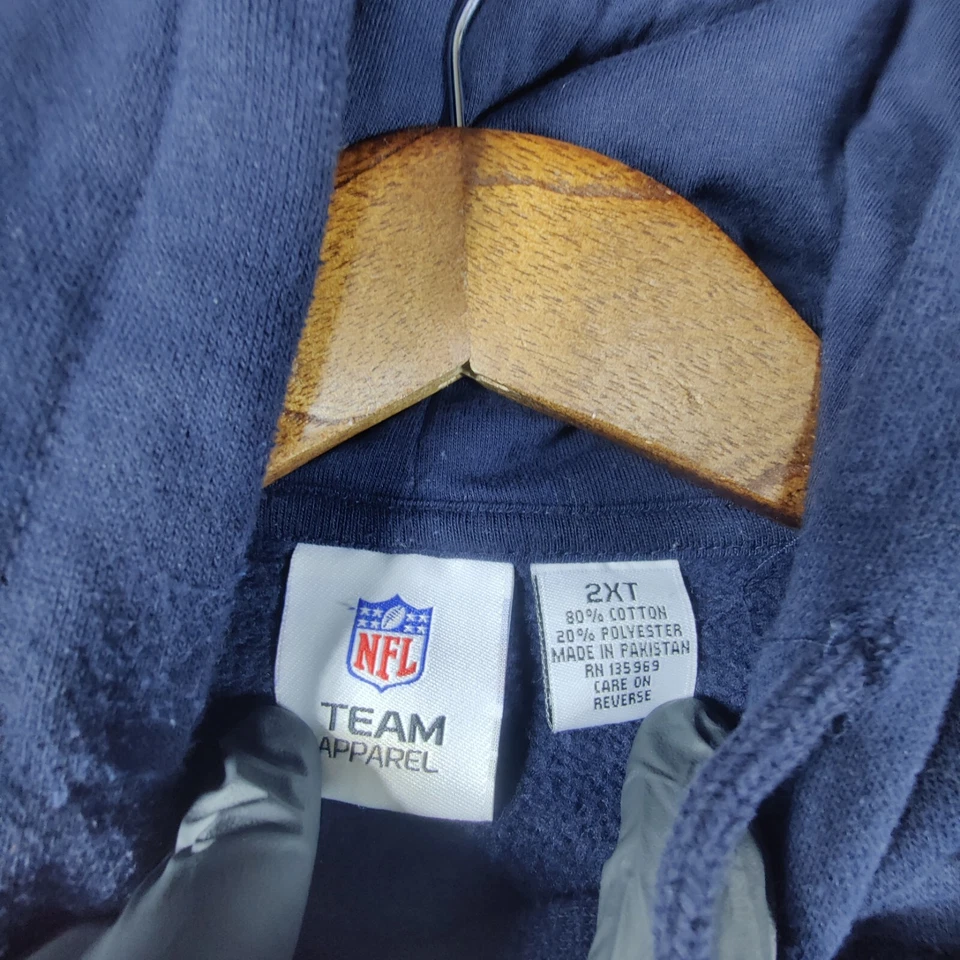 VTG Chicago Bears Hoodie Mens 2XLT Navy Blue Graphic Pullover Sweatshirt XXLT - Изображение 3 из 4