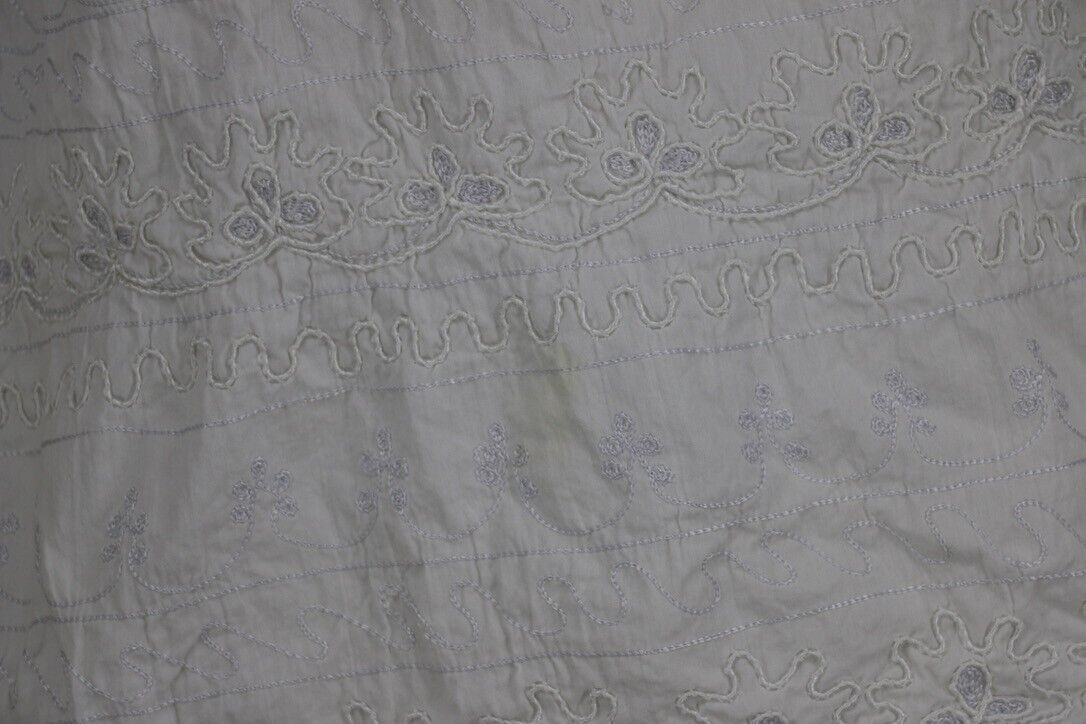 VINTAGE QPS Womens Size Small Quarter Button Up Top Shirt White Padded Shoulders