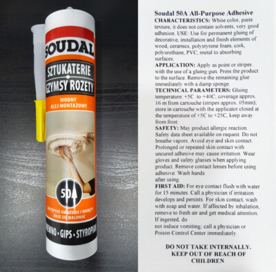 Soudal 50A - Styrofoam Ceiling Tiles Adhesive - 1x 300ml Tube