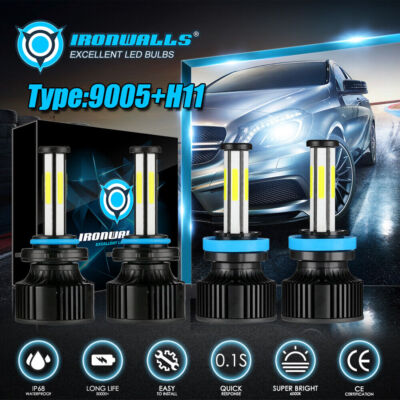 IRONWALLS 9005 H11 LED Combo Bulbs Headlight High Low Beam for Peterbilt 579 389