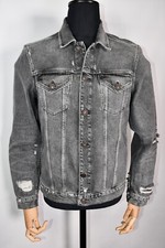 All Saints Beltar Distressed Gray Denim Jacket Men's size M