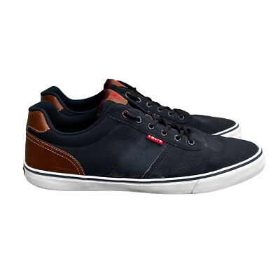 Levis Miles Sneakers size 13 Men Blue Brown Perforated Vegan Shoes Lace Up