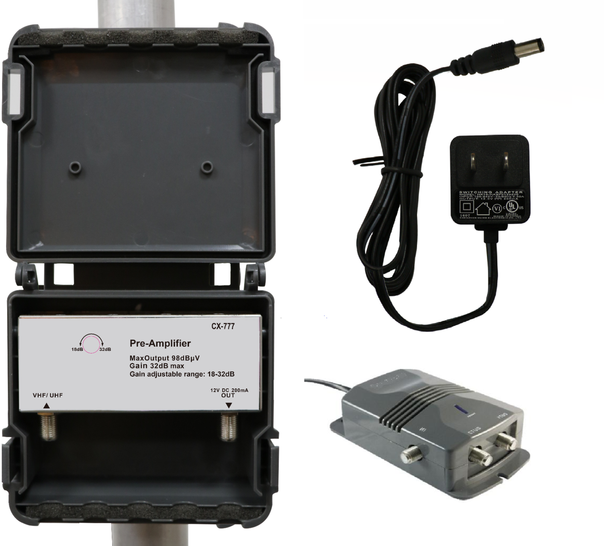 ANTENNA TV Masthead PRE-AMPLIFIER SIGNAL BOOSTER HD OTA AMP GAIN