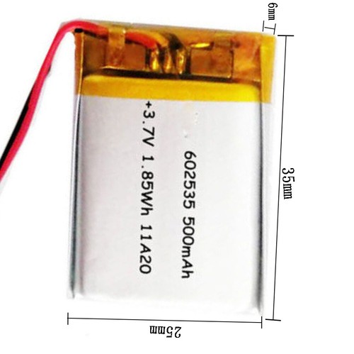 Rechargeable 3.7V 500Mah 602535 Li Polymer Ion Battery For Mobile Power Mp4 - Picture 3 of 4
