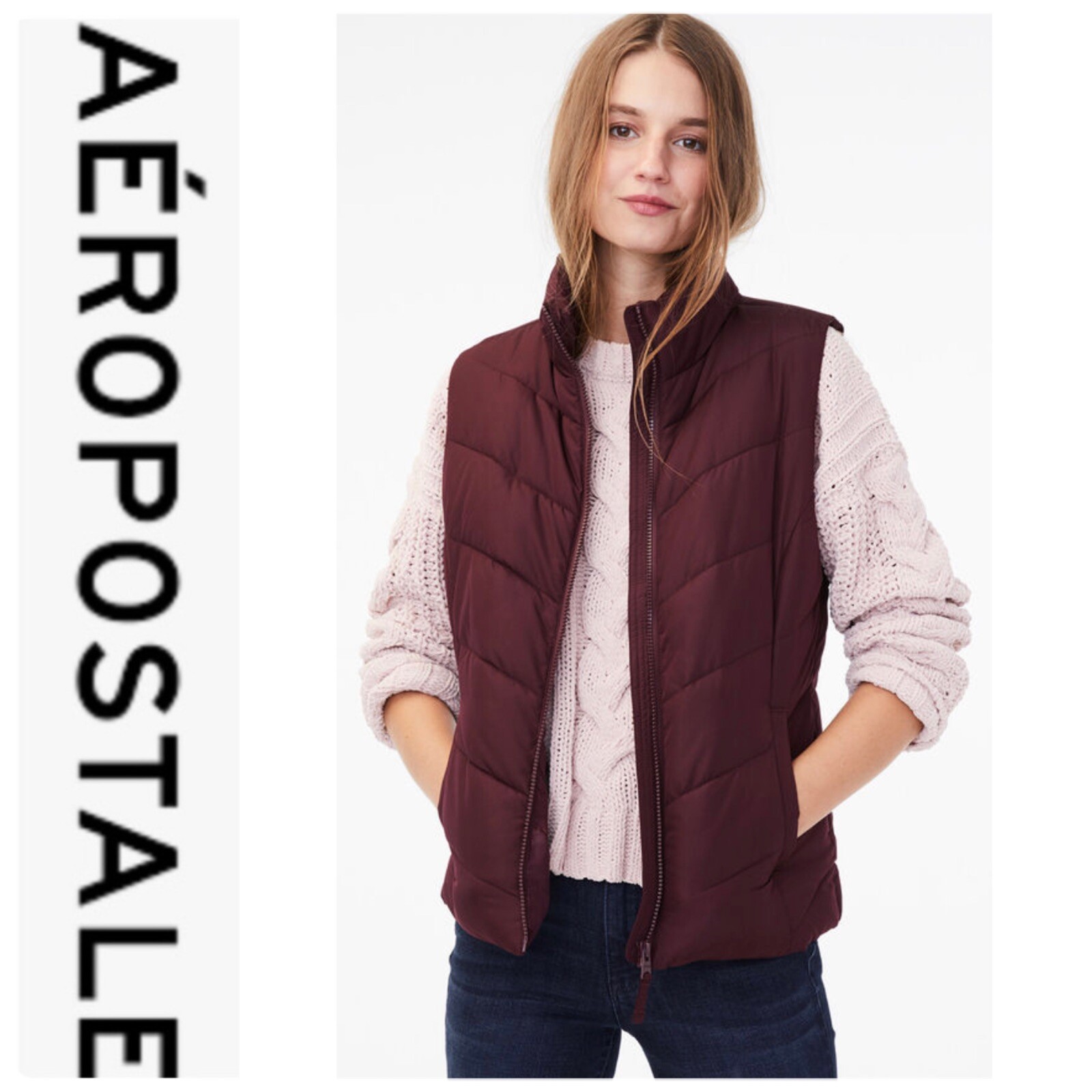 burgundy down vest