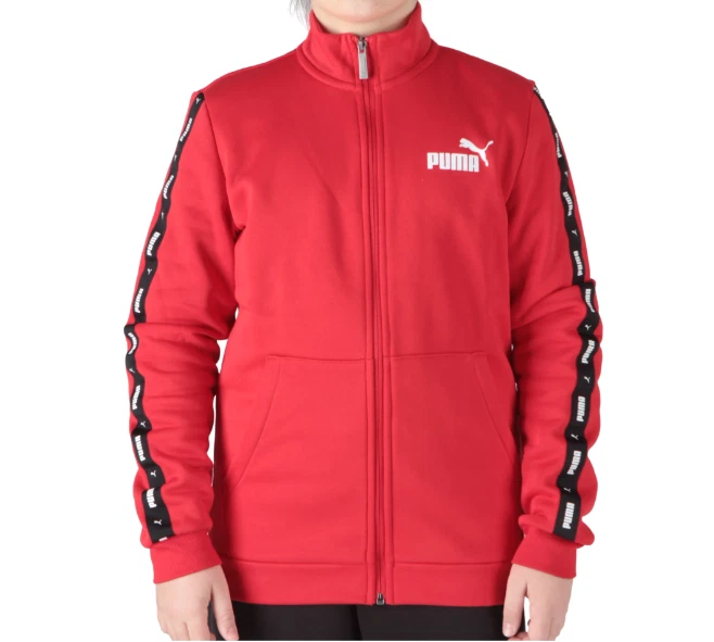 PUMA TUTA BAMBINO RAGAZZO FELPATA 670114 10 ROSSO NERO ZIP DA 7/8 A 15/16 - Immagine 3 di 4